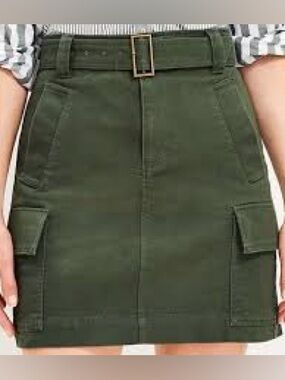 NWT Loft Olive Green Cargo Pocket Mini Skirt with Belt